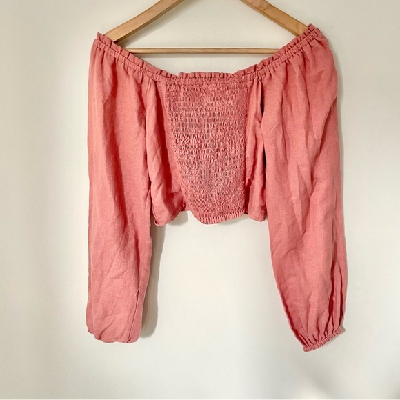 Cotton On Bustier Puff Sleeve Cropped Top Pink Size Small - Picture 2 of 5